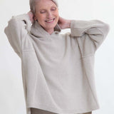 Geraldine Recycled Cotton and Wool Hoodie in Stone