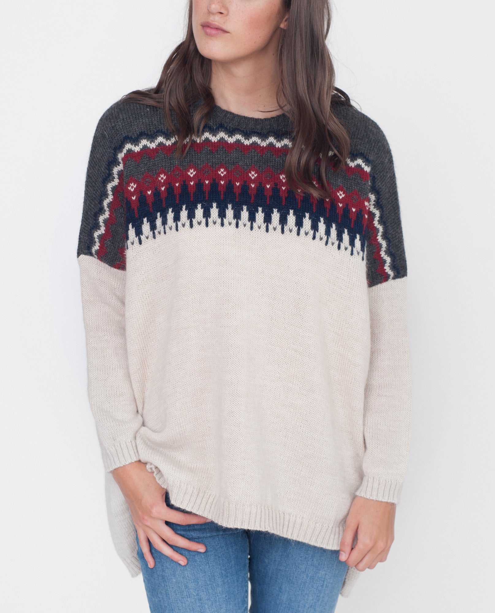 GIGI Mohair Knitted Patterned Jumper