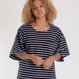 Harriet Organic Cotton Top In Navy And White XS Preloved