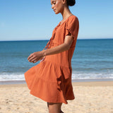 Hazel Organic Cotton Dress In Paprika