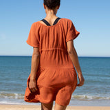 Hazel Organic Cotton Dress In Paprika