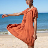 Hazel Organic Cotton Dress In Paprika