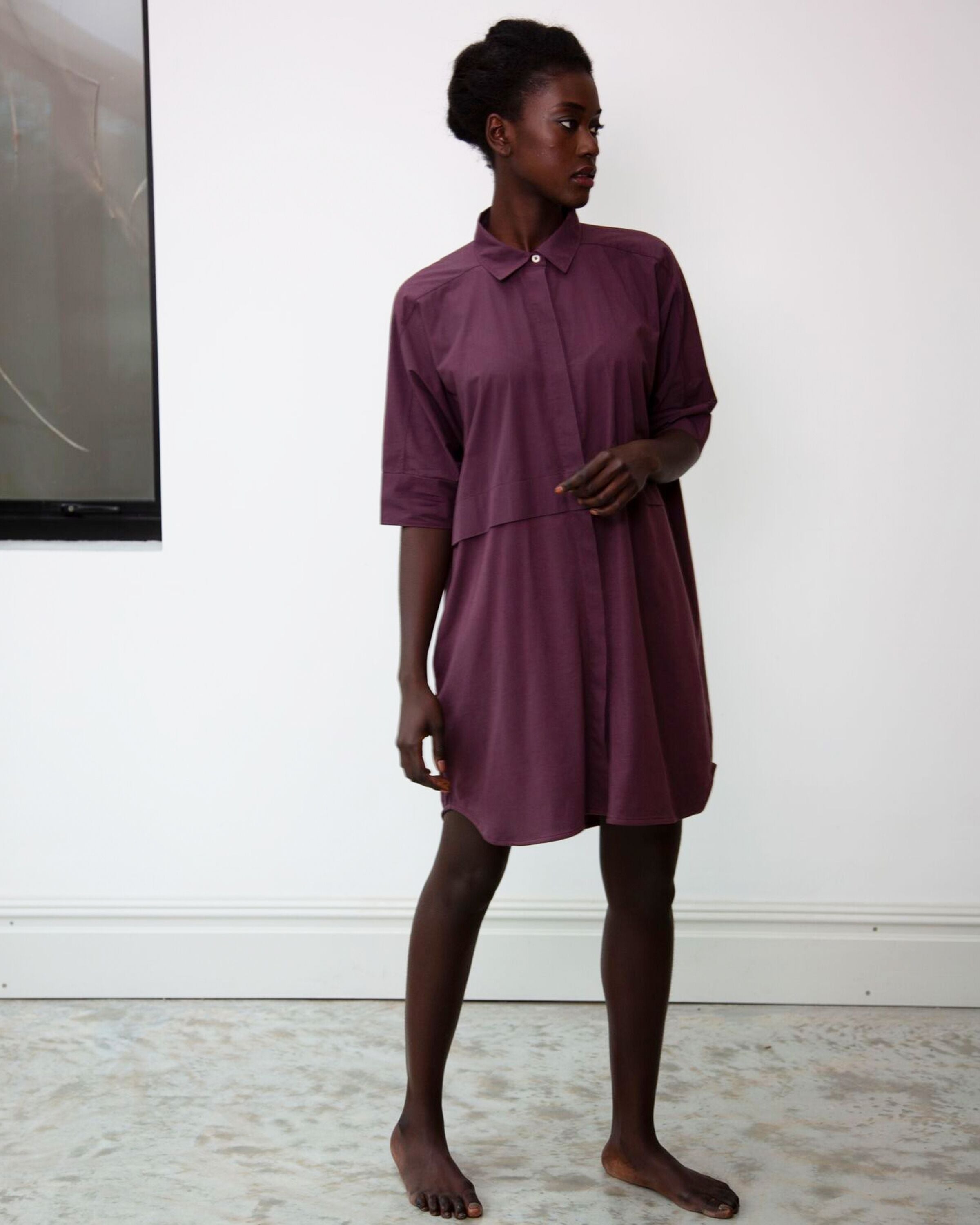 Sylvie Organic Cotton Dress In Plum