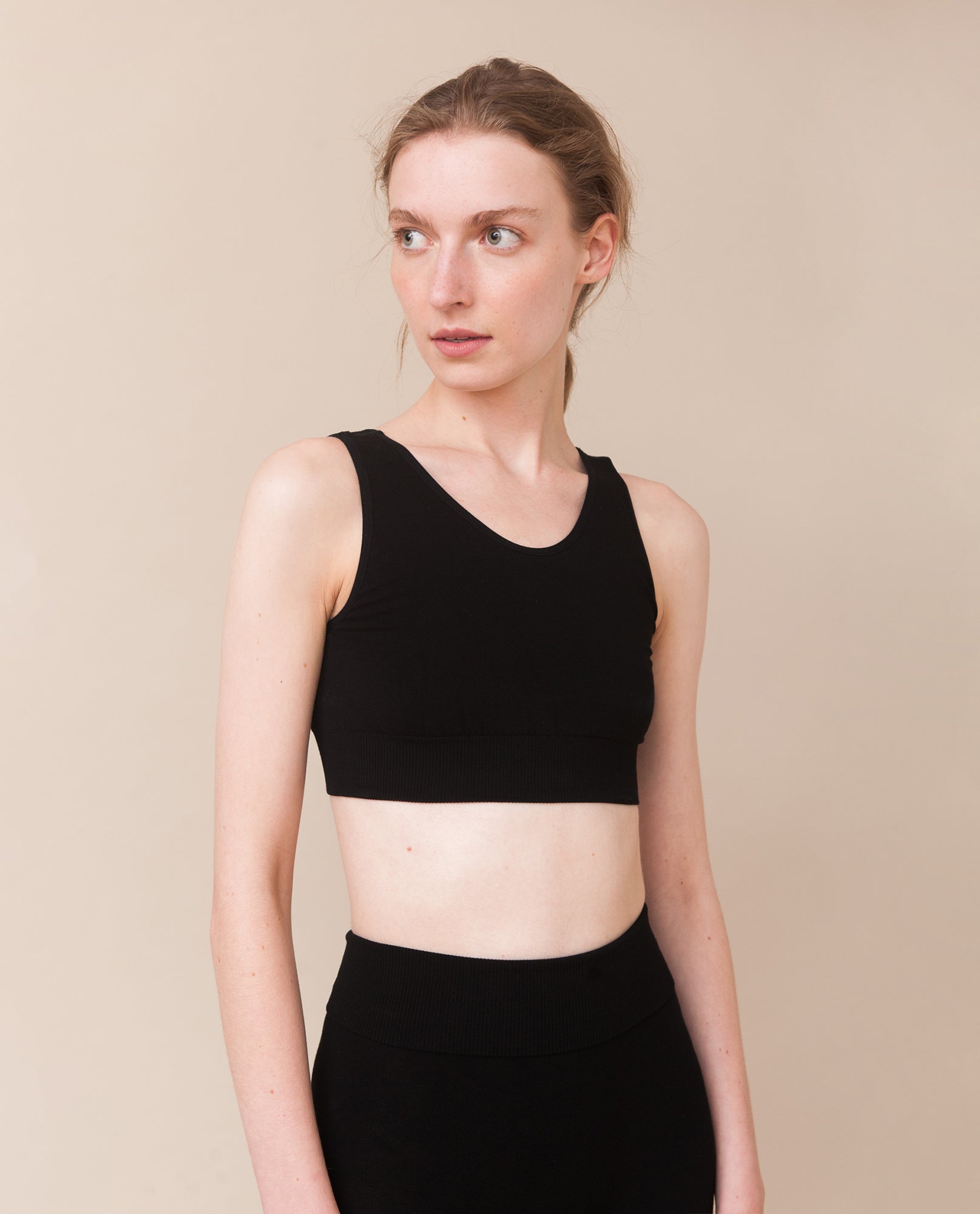 JO Bamboo Cropped Vest Top In Black