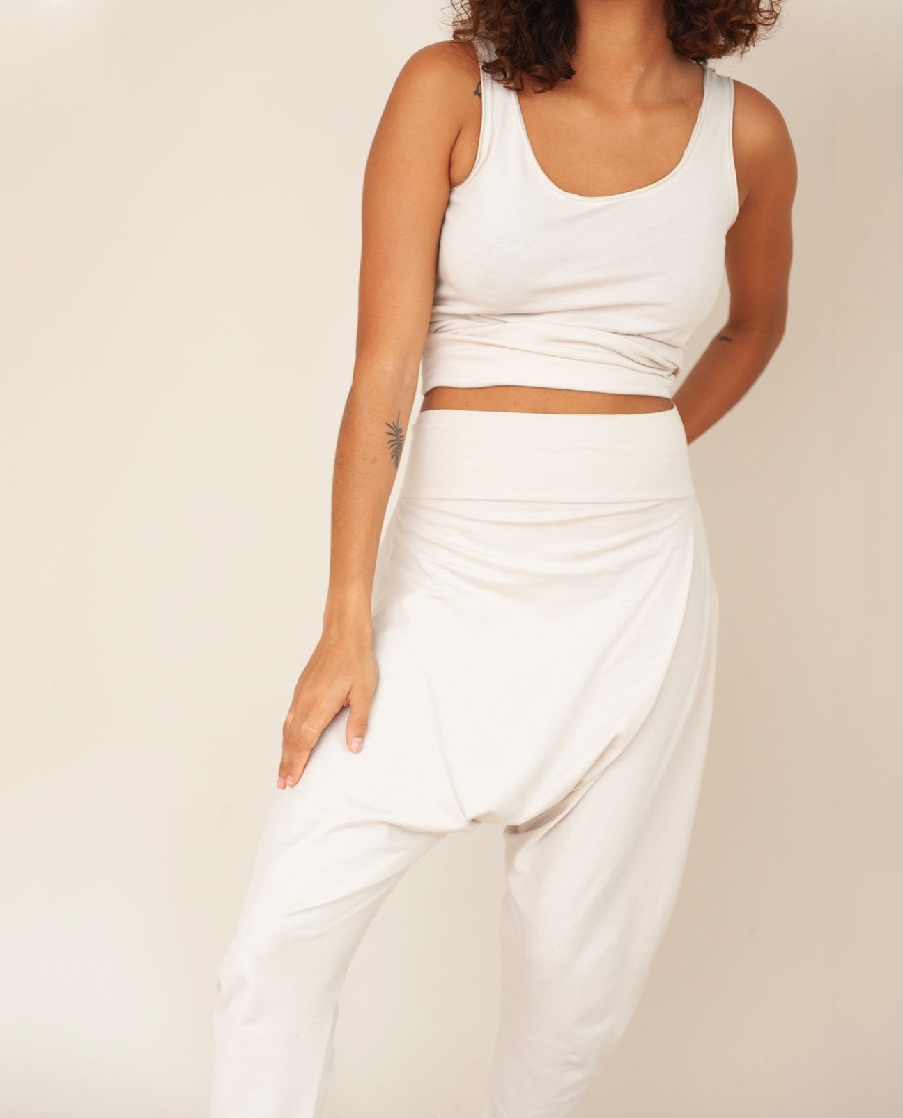 Kachina Organic Cotton Yoga Hareem Trousers In Beige