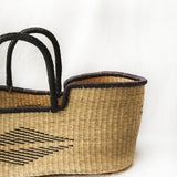 KOJO Handwoven Moses Basket with Leather Handles