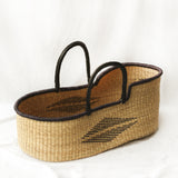 KOJO Handwoven Moses Basket with Leather Handles