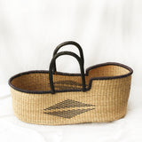 KOJO Handwoven Moses Basket with Leather Handles