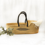 MALIKAH Handwoven Moses Basket With Leather Handles
