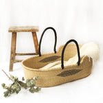 MALIKAH Handwoven Moses Basket With Leather Handles