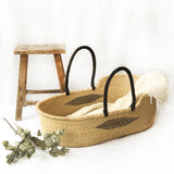 MALIKAH Handwoven Moses Basket With Leather Handles