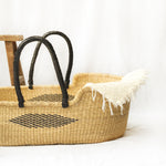 MALIKAH Handwoven Moses Basket With Leather Handles