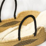 MALIKAH Handwoven Moses Basket With Leather Handles