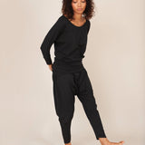 Miakoda Organic Cotton Yoga Batwing Top In Black