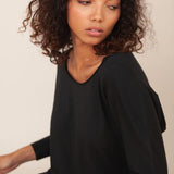 Miakoda Organic Cotton Yoga Batwing Top In Black