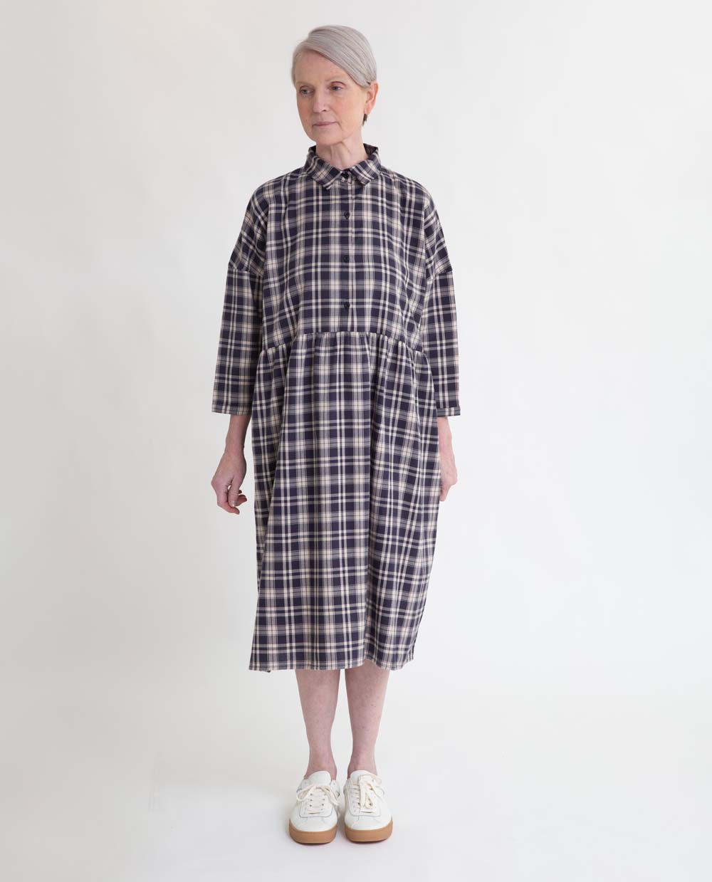 Marge-Cay Seacell Dress In Navy & Beige Check