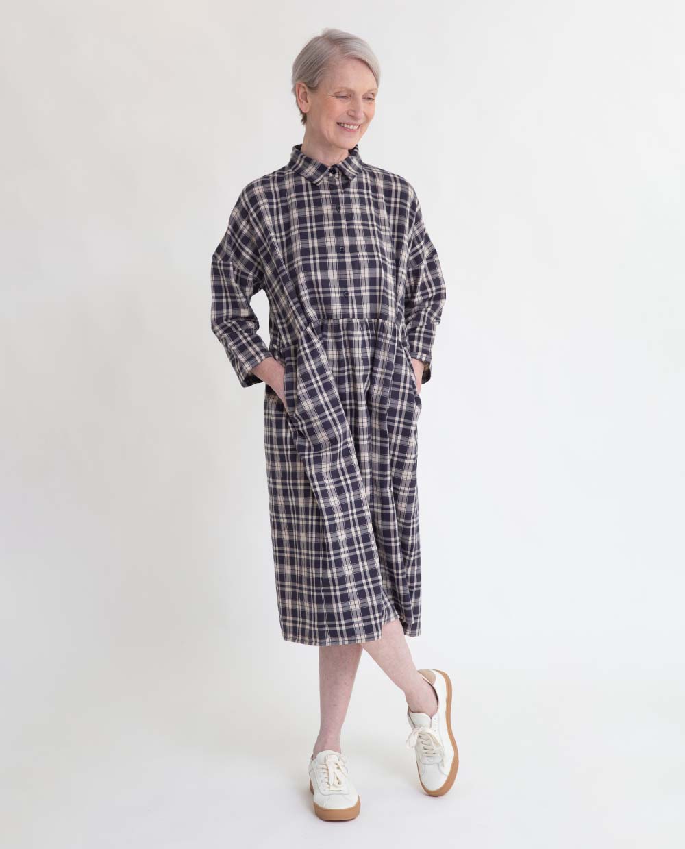 Marge-Cay Seacell Dress In Navy & Beige Check