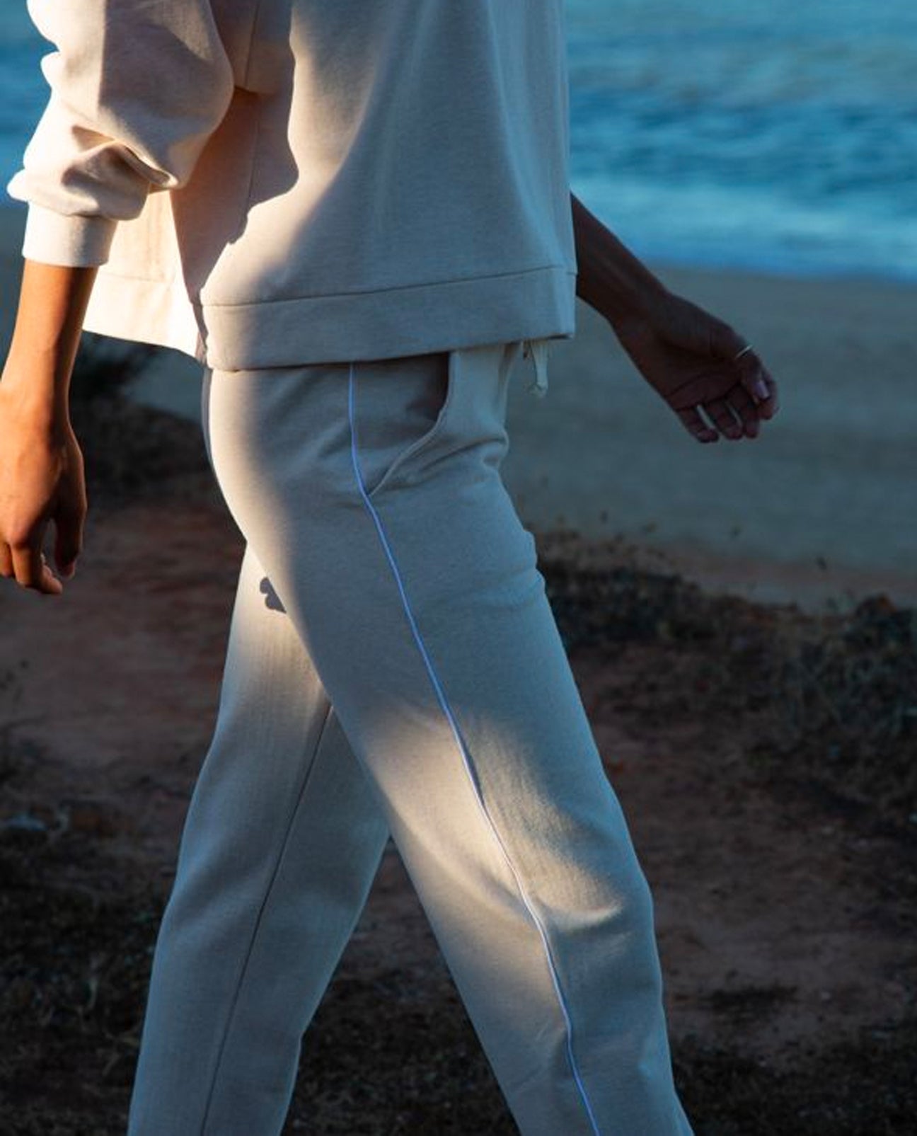 Myla Organic Cotton Trousers In Sand Marl