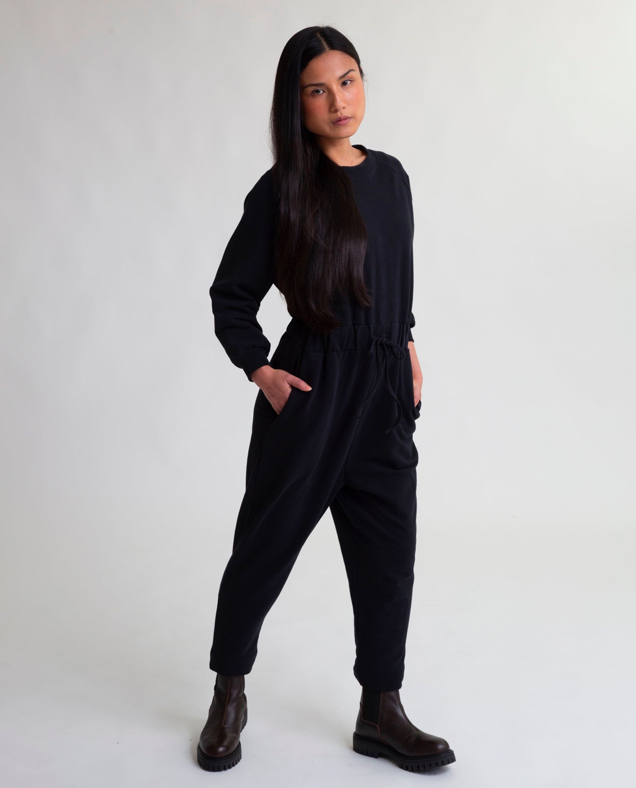 Nina Organic Cotton Jumpsuit In Black