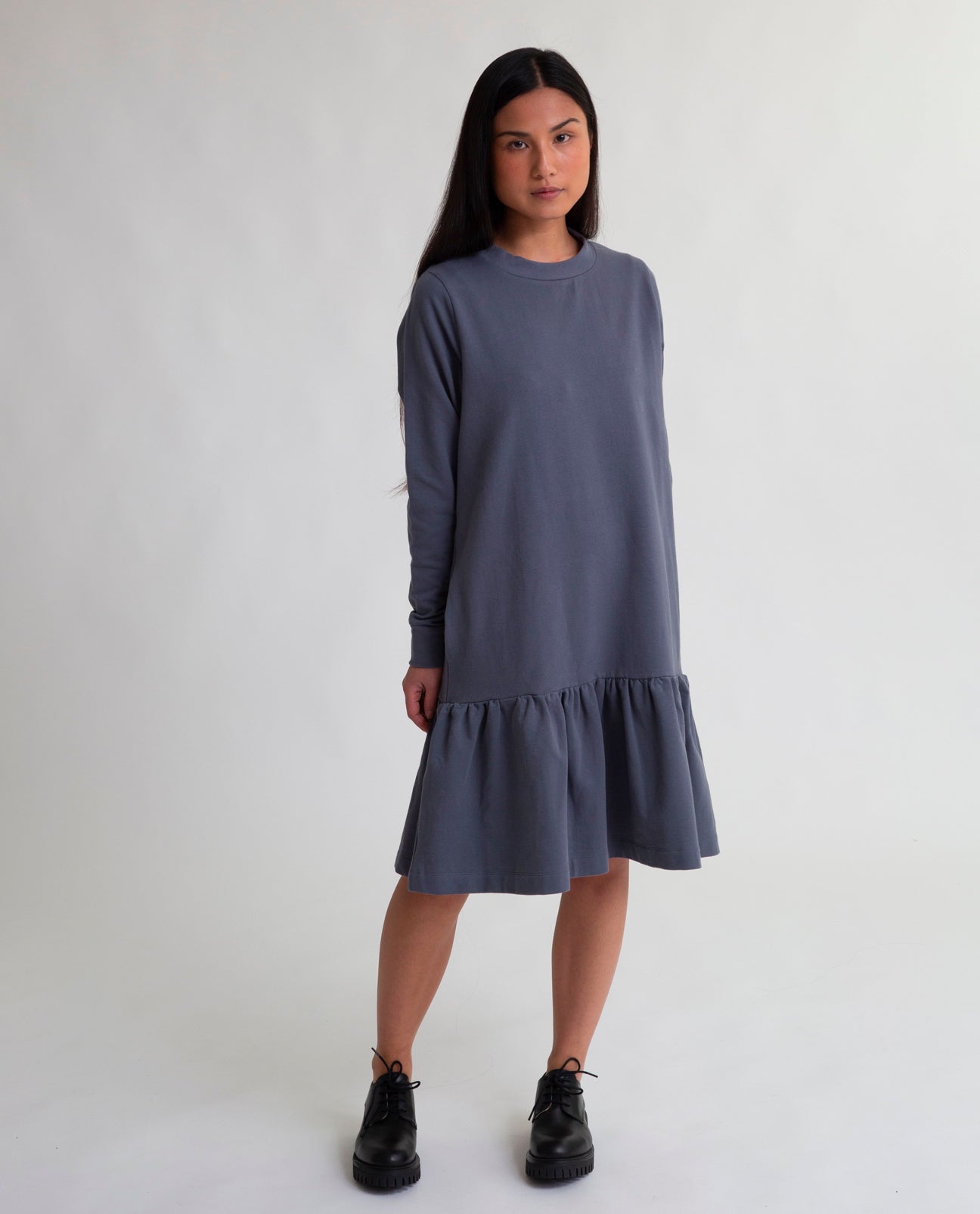 Polly Organic Cotton Dress In Pewter
