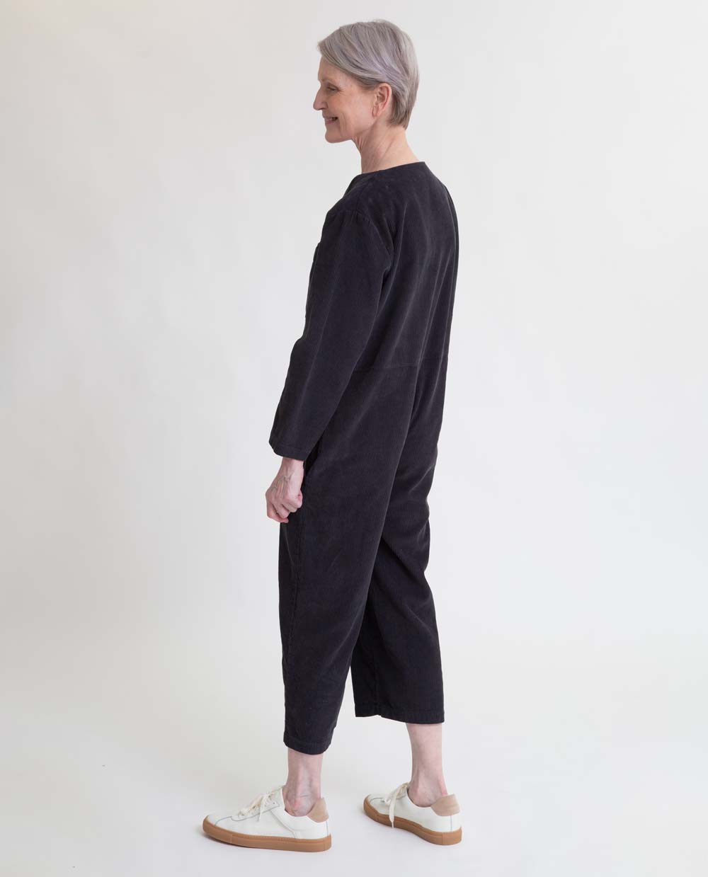 Portia Organic Cotton Cord Jumpsuit In Charcoal
