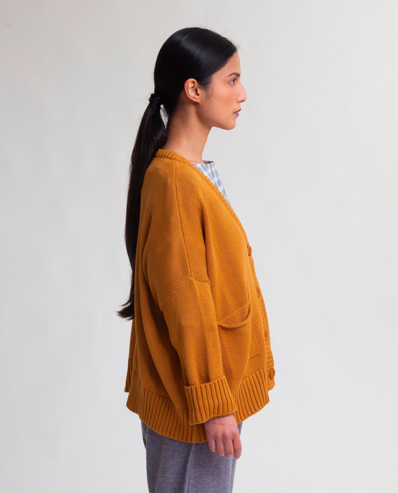 Roxie Organic Cotton Cardigan In Golden Tan