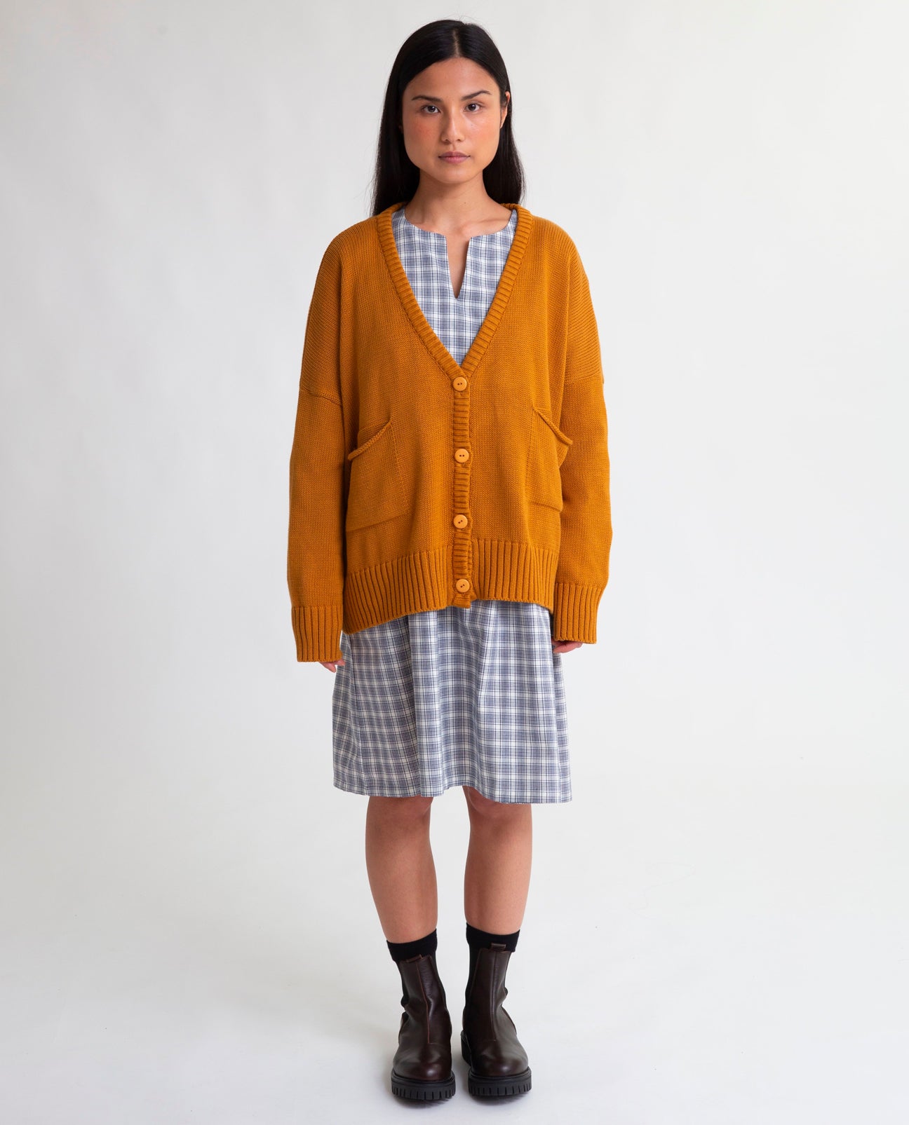 Roxie Organic Cotton Cardigan In Golden Tan