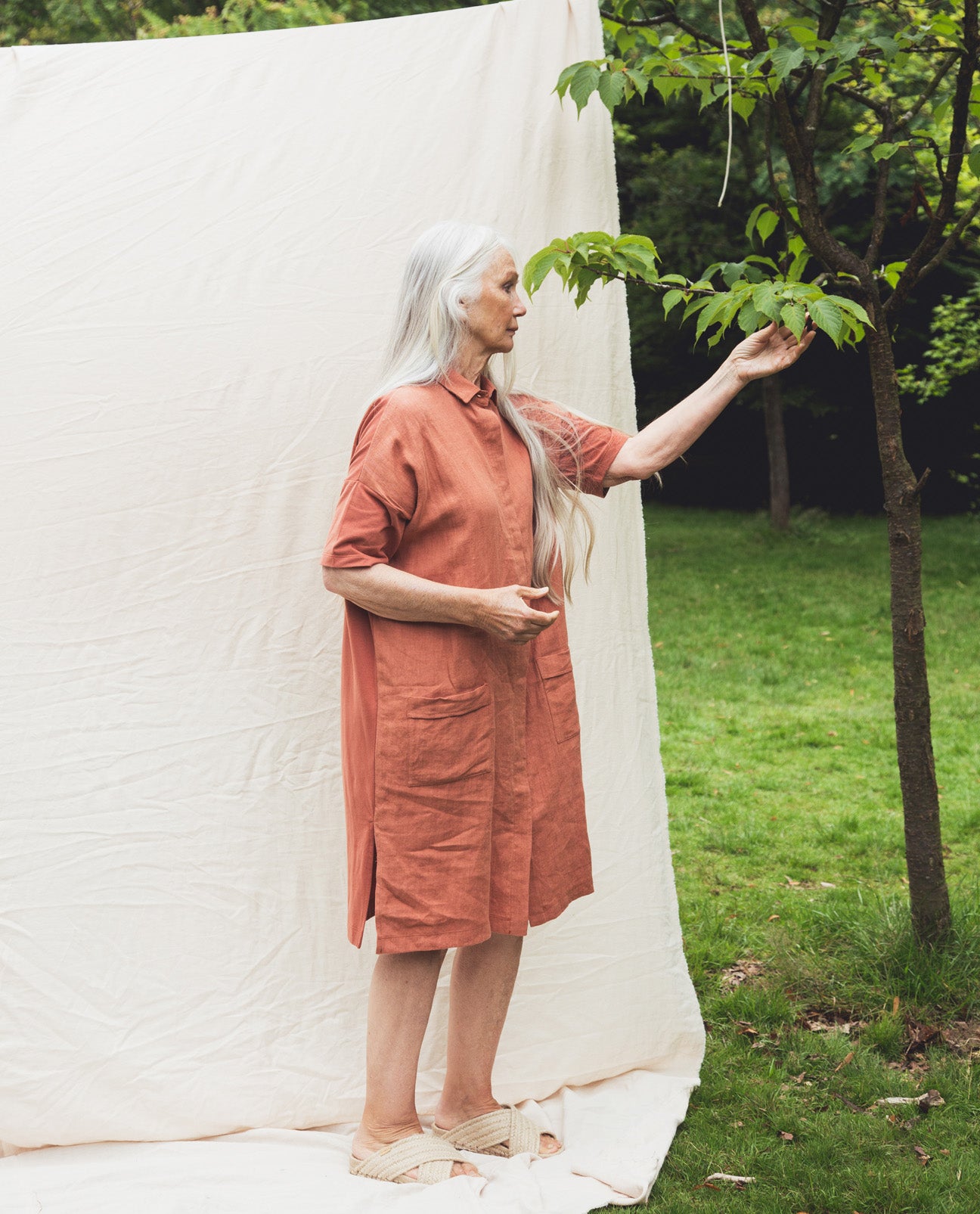 Natasha-May Organic Cotton & Linen Dress In Clay