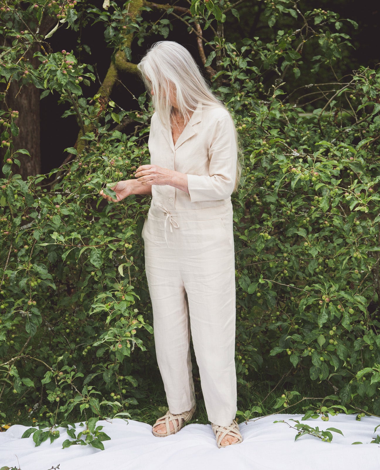 Sabella Linen Jumpsuit In Cream