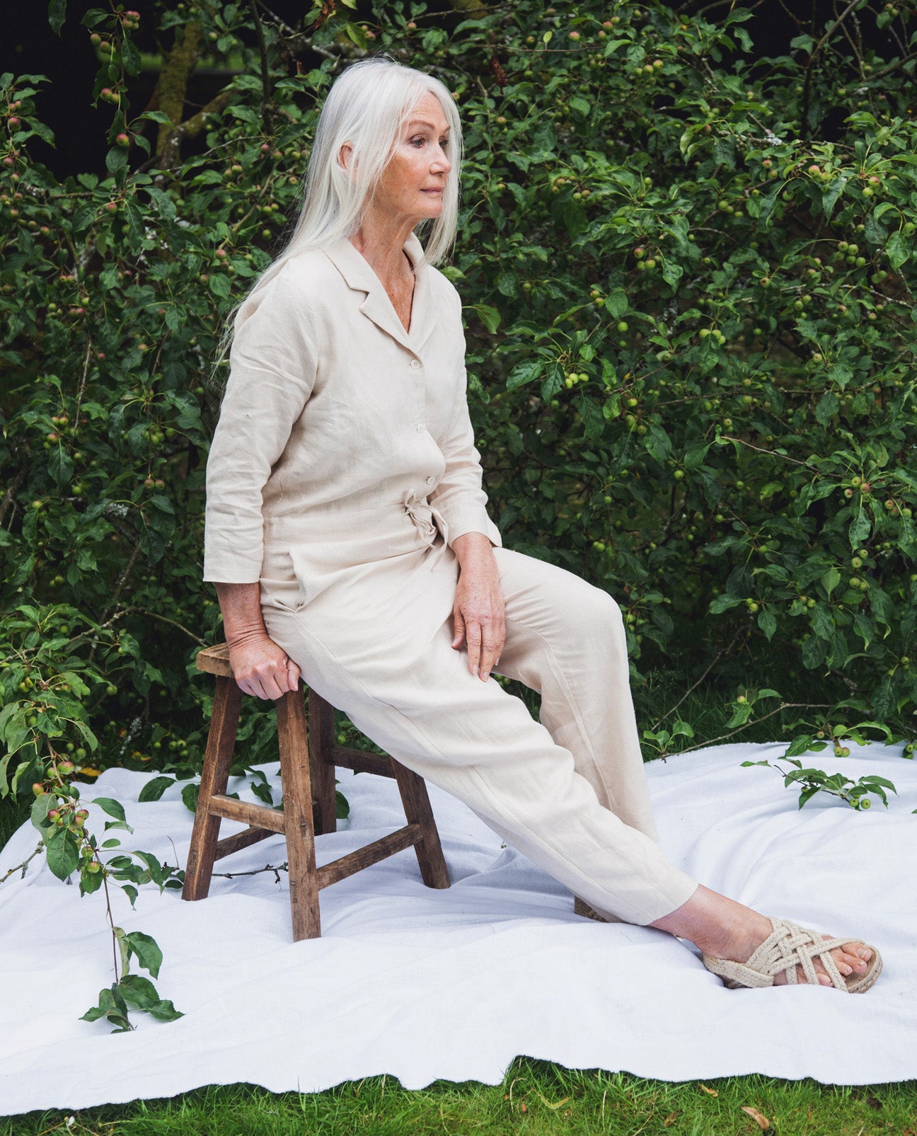 Sabella Linen Jumpsuit In Cream