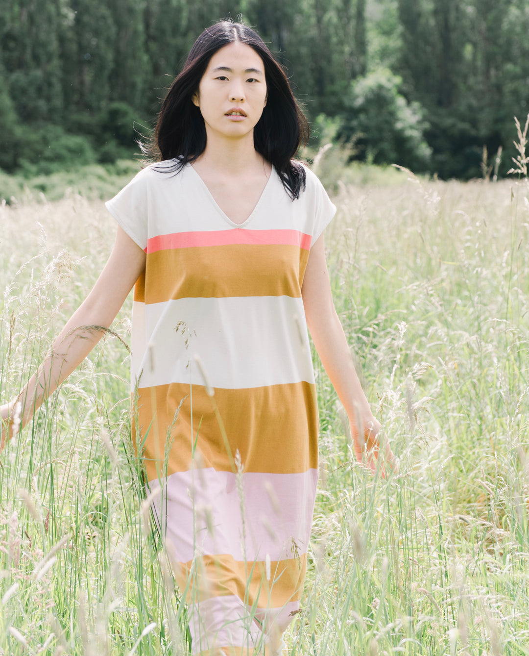 Sydney Organic Cotton Dress In Sunny Bold Stripe