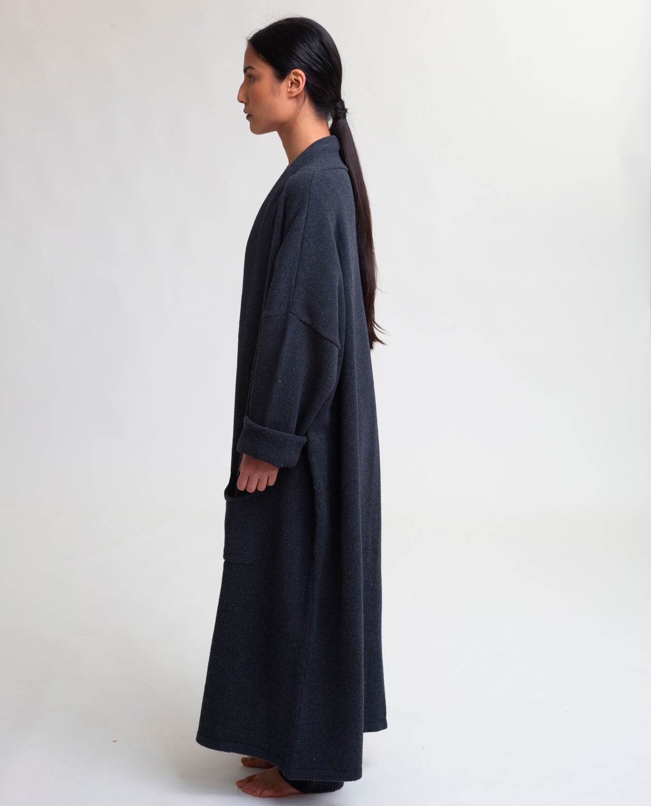 Shirley Recycled Cotton and Wool Cardigan In Black