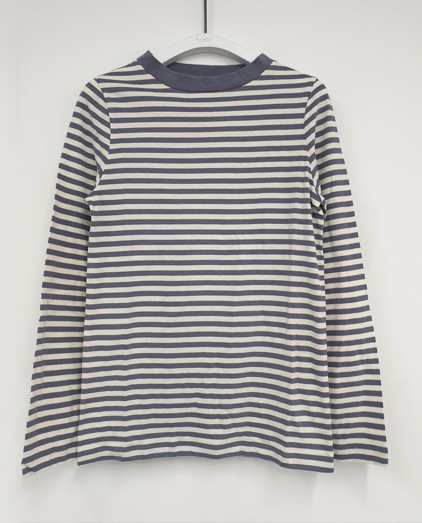 Shoba Organic Cotton Top In Vanilla & Pewter Stripe