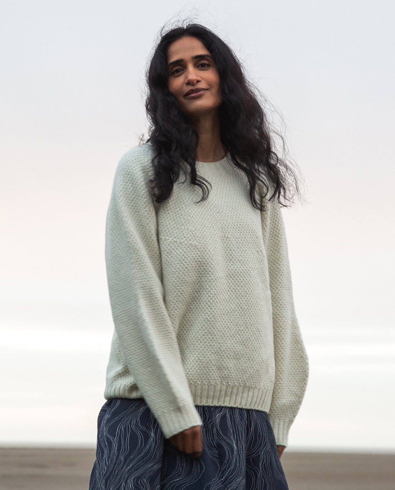 Maria Lambs Wool Jumper In White Un-Dyed
