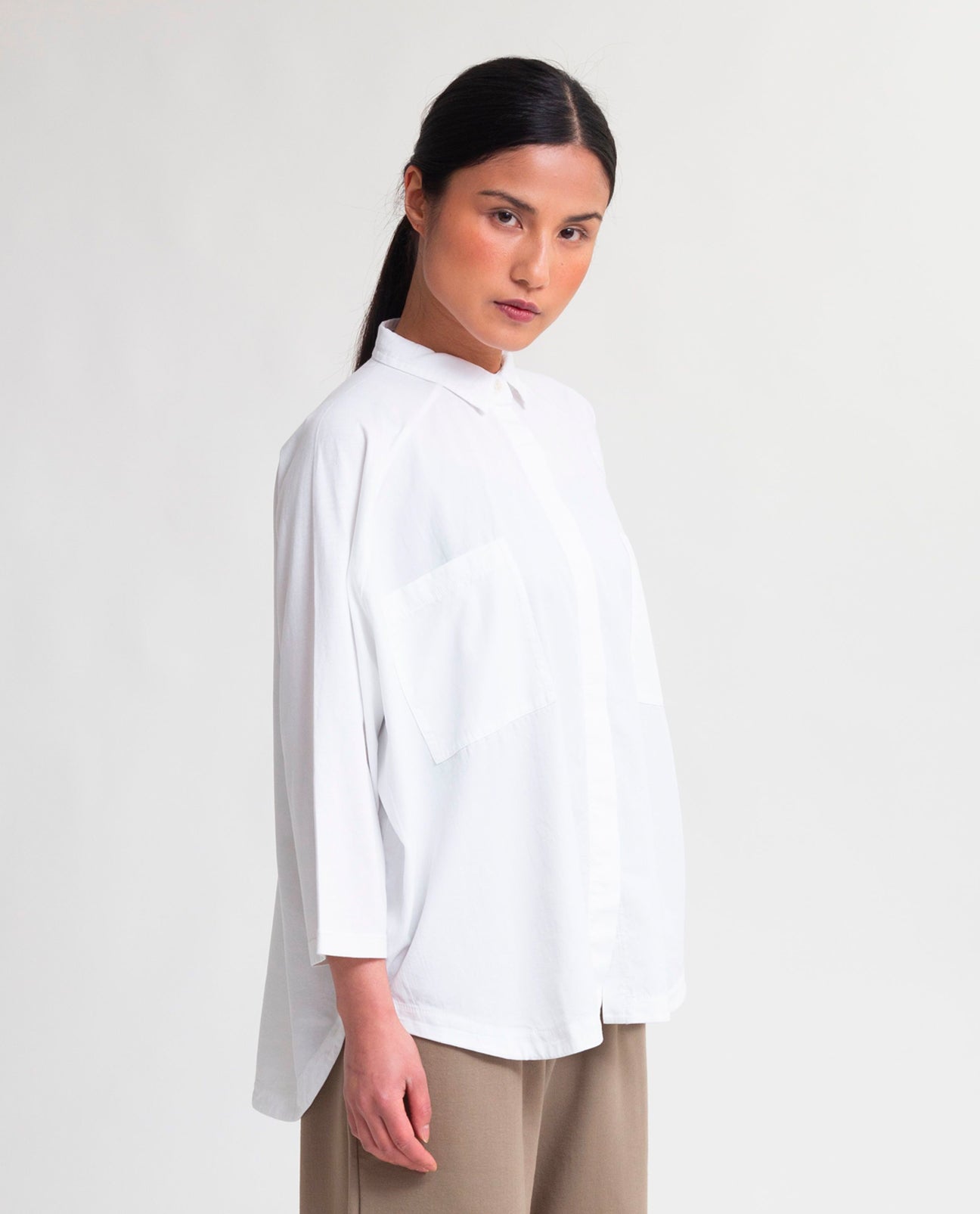Stephanie Organic Cotton Shirt In White