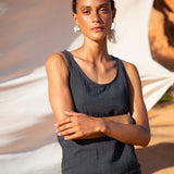 Myriam Organic Cotton Vest In Charcoal