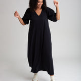 Wilhelmina Organic Cotton Dress In Black