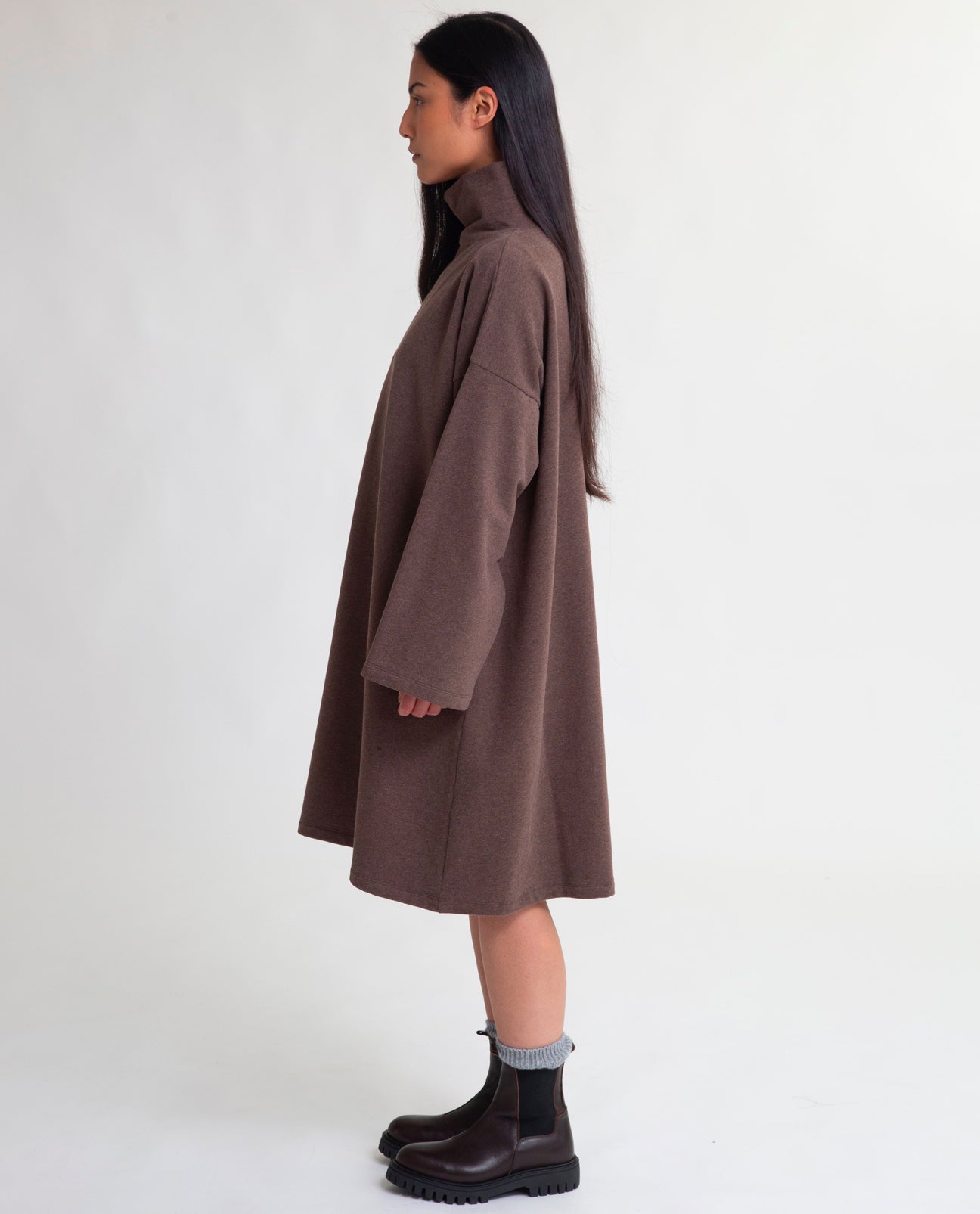 Xena Organic Cotton Dress In Brown Marl