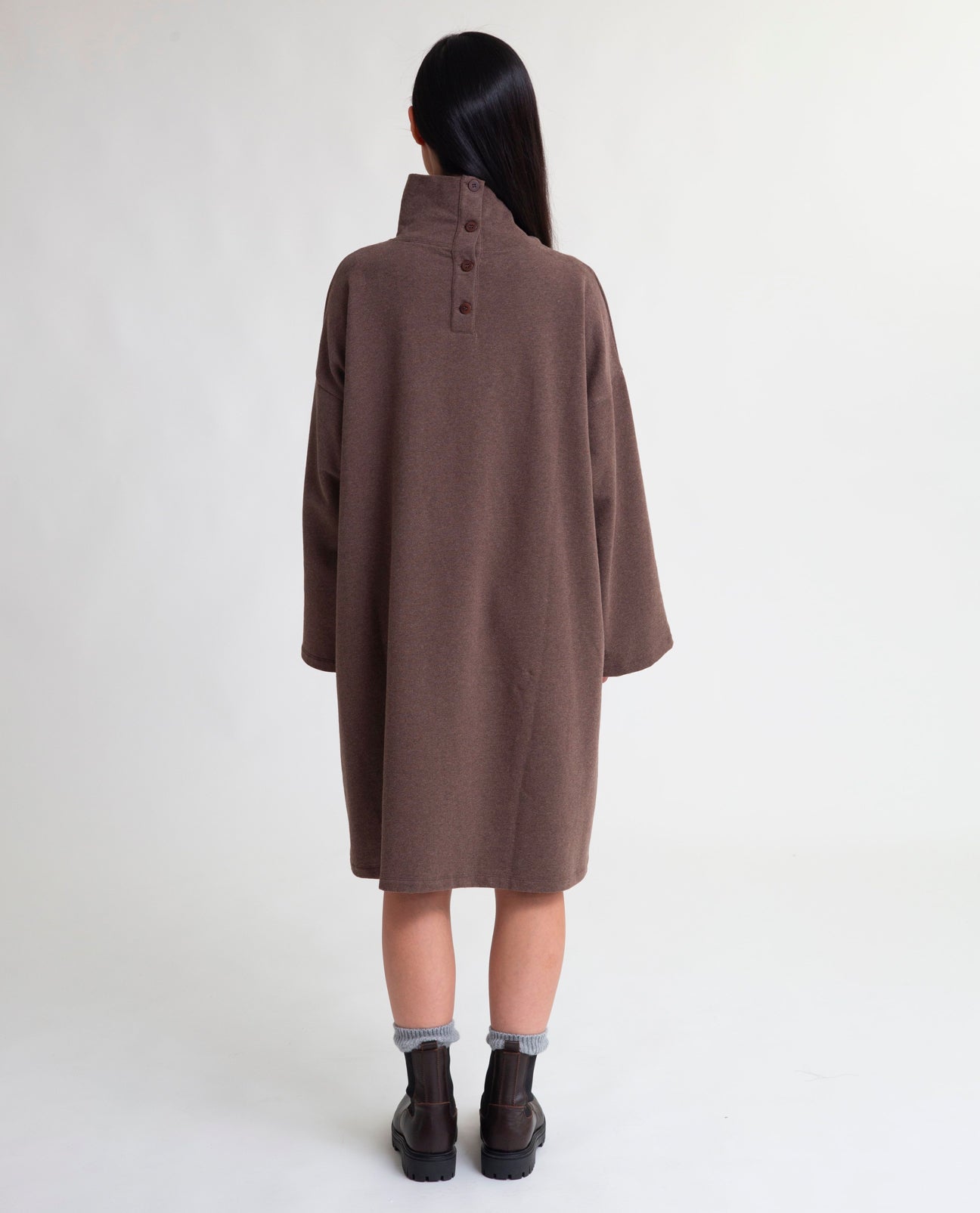 Xena Organic Cotton Dress In Brown Marl