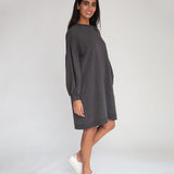 Abigail Organic Cotton Dress In Dark Grey Marl