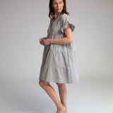 Ada Organic Cotton Gingham Dress in Black and White