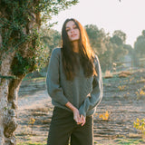 Aggie Lambswool Jumper In Moss