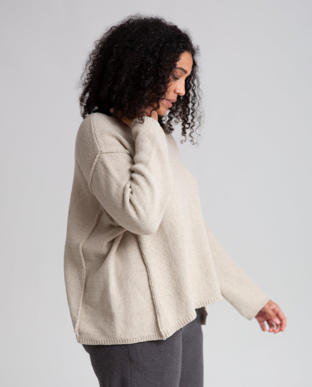 Alessandra Recycled Cotton Jumper In Beige