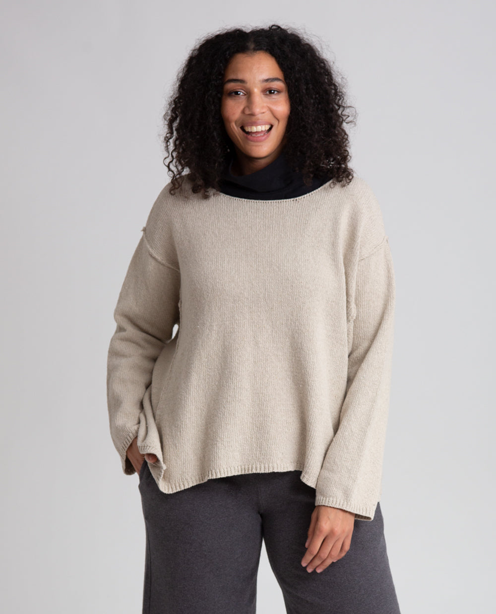 Alessandra Recycled Cotton Jumper In Beige