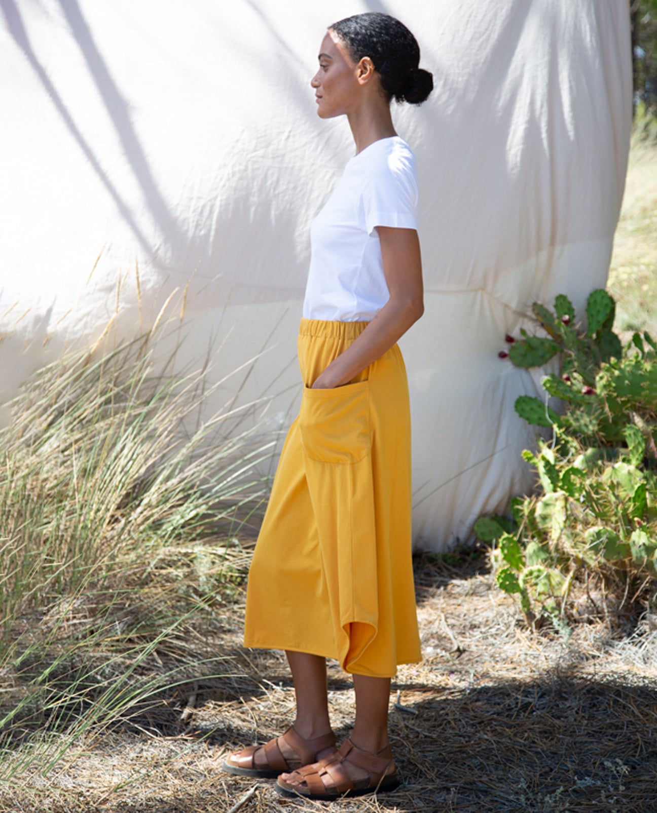 Allegra Organic Cotton Skirt In Ochre