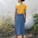Allegra-Sue Organic Cotton Skirt In Indigo & White Stripe