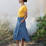 Allegra-Sue Organic Cotton Skirt In Indigo & White Stripe