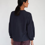 Amelia Organic Cotton Top In Navy