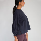 Amelia Organic Cotton Top In Navy