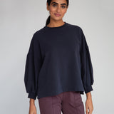 Amelia Organic Cotton Top In Navy
